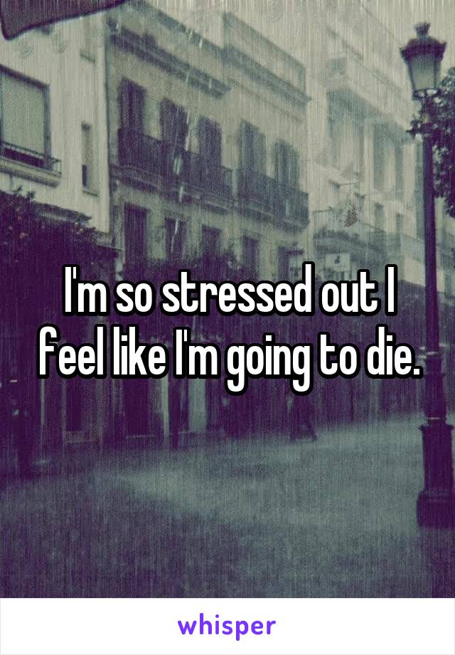I'm so stressed out I feel like I'm going to die.