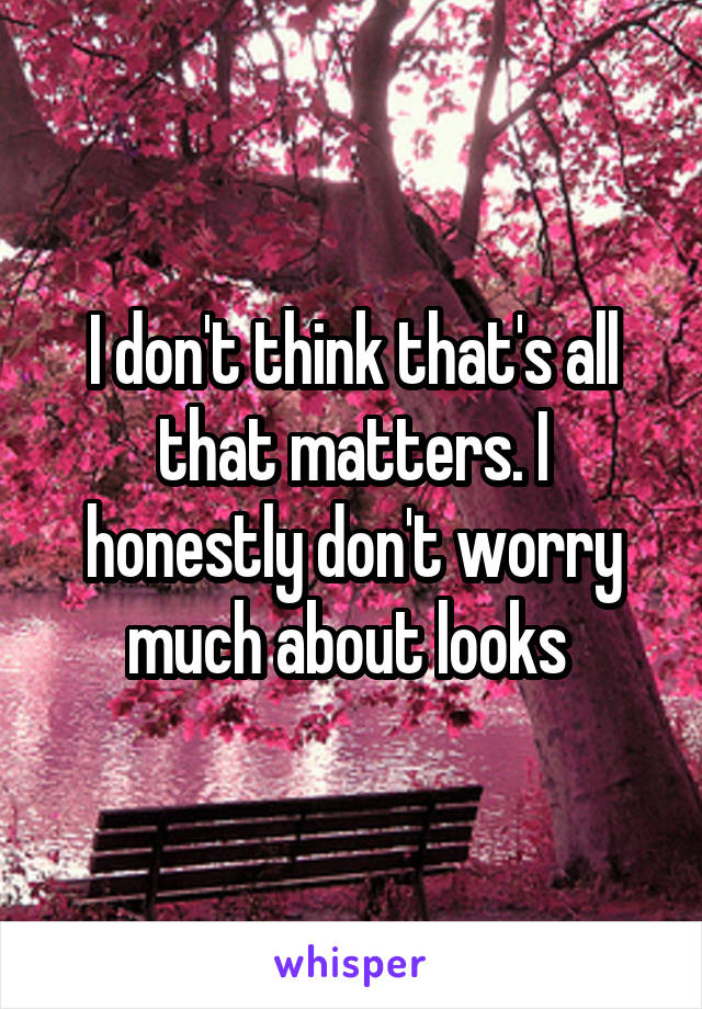 I don't think that's all that matters. I honestly don't worry much about looks 