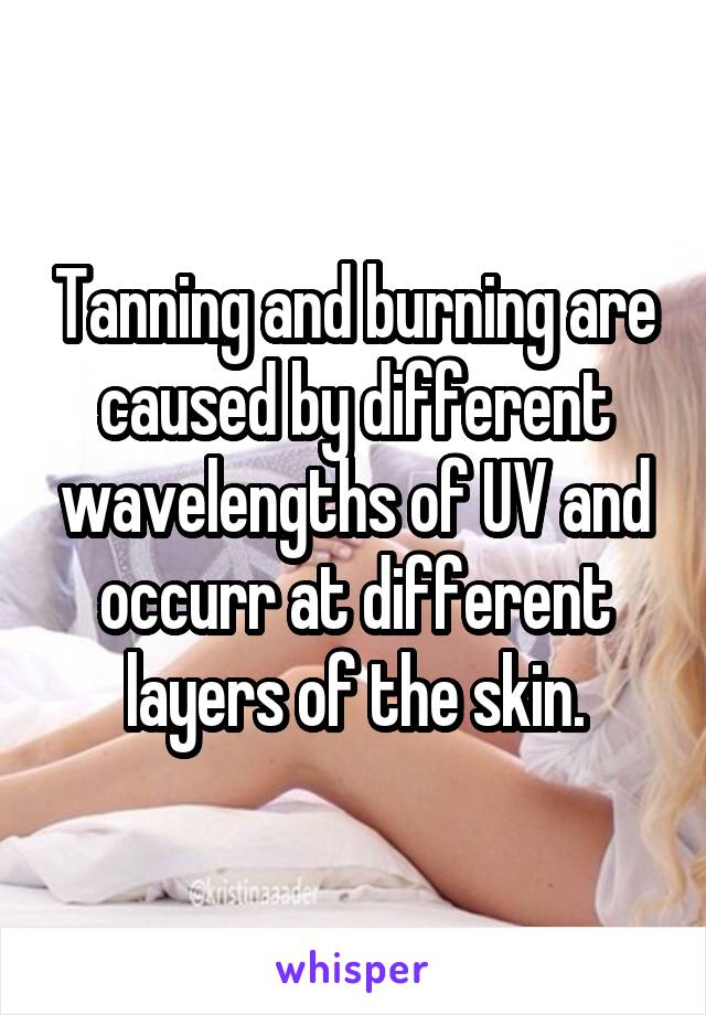 Tanning and burning are caused by different wavelengths of UV and occurr at different layers of the skin.