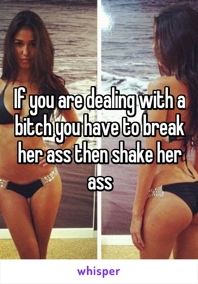 If you are dealing with a bitch you have to break her ass then shake her ass