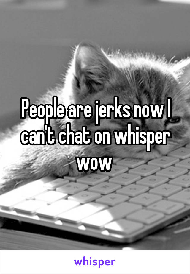 People are jerks now I can't chat on whisper wow 