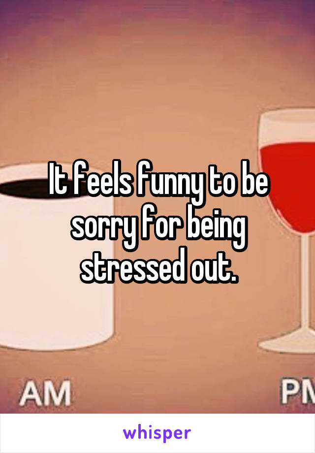 It feels funny to be sorry for being stressed out.