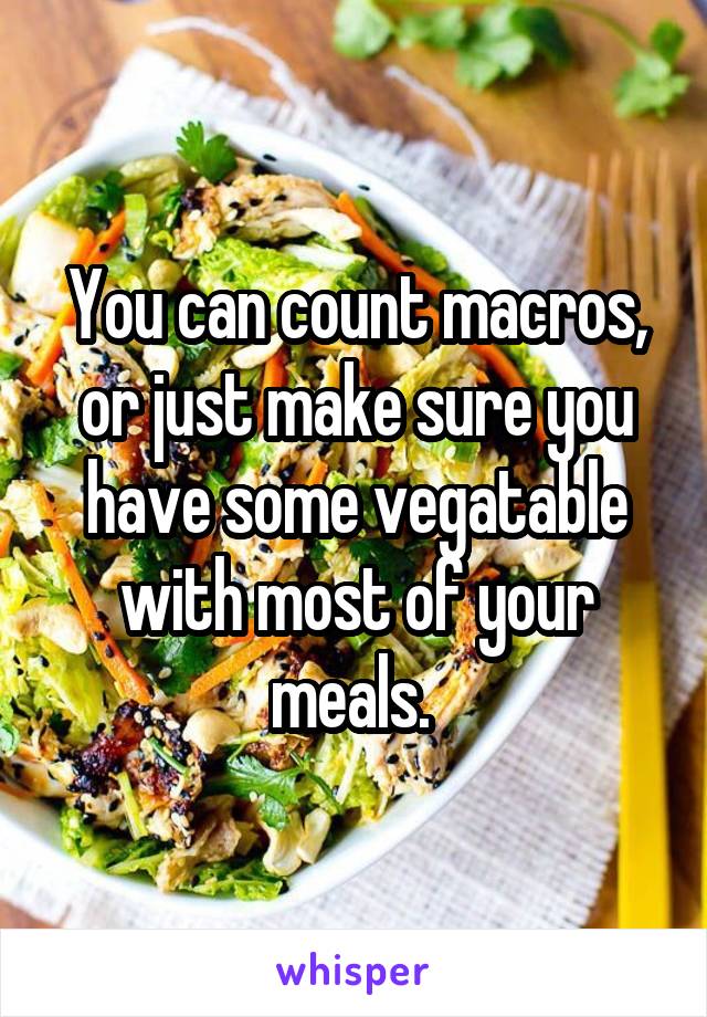 You can count macros, or just make sure you have some vegatable with most of your meals. 