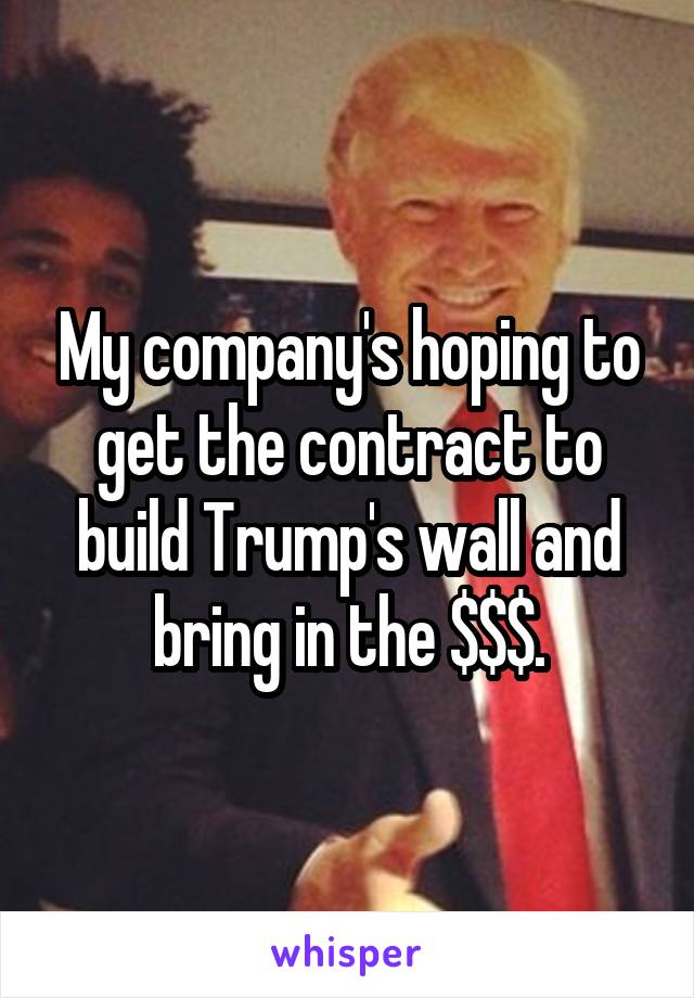 My company's hoping to get the contract to build Trump's wall and bring in the $$$.