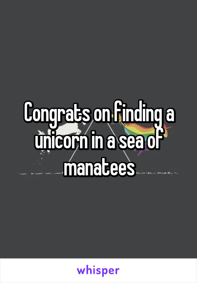 Congrats on finding a unicorn in a sea of manatees