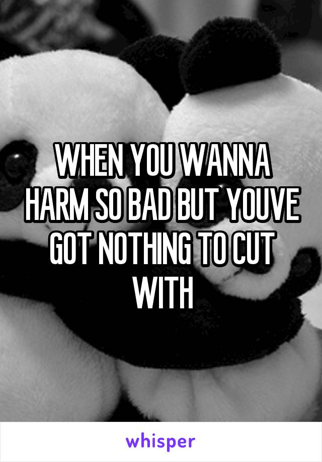 WHEN YOU WANNA HARM SO BAD BUT YOUVE GOT NOTHING TO CUT WITH