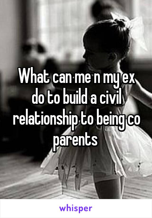 What can me n my ex do to build a civil relationship to being co parents 
