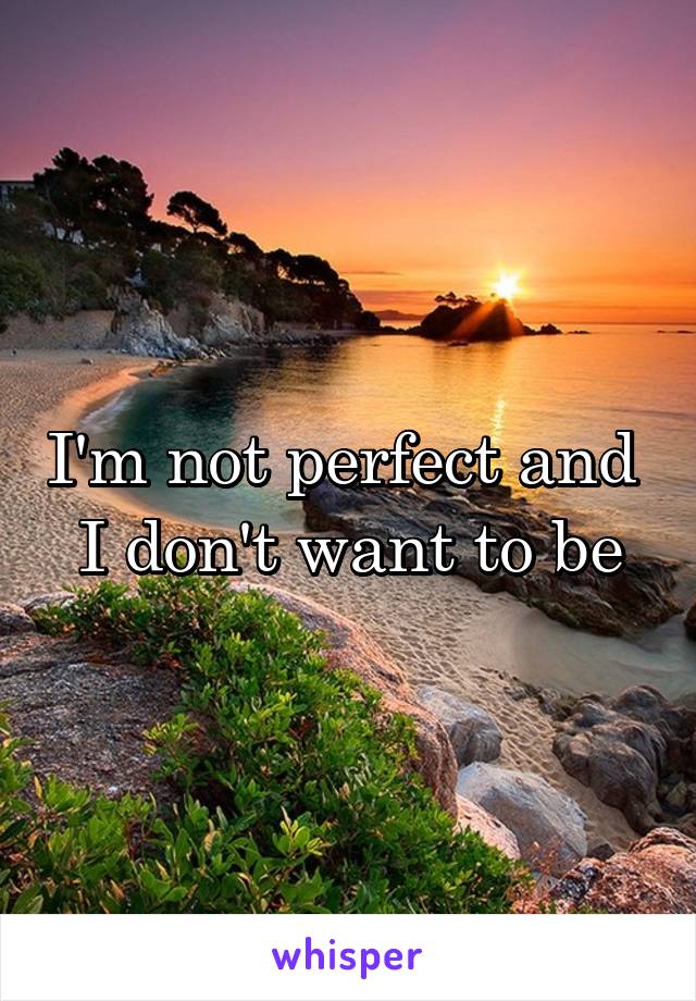I'm not perfect and 
I don't want to be