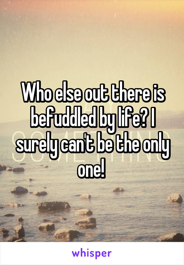 Who else out there is befuddled by life? I surely can't be the only one! 