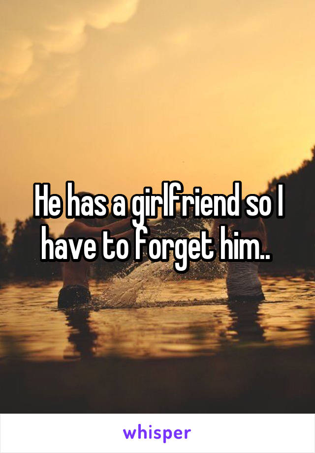 He has a girlfriend so I have to forget him.. 