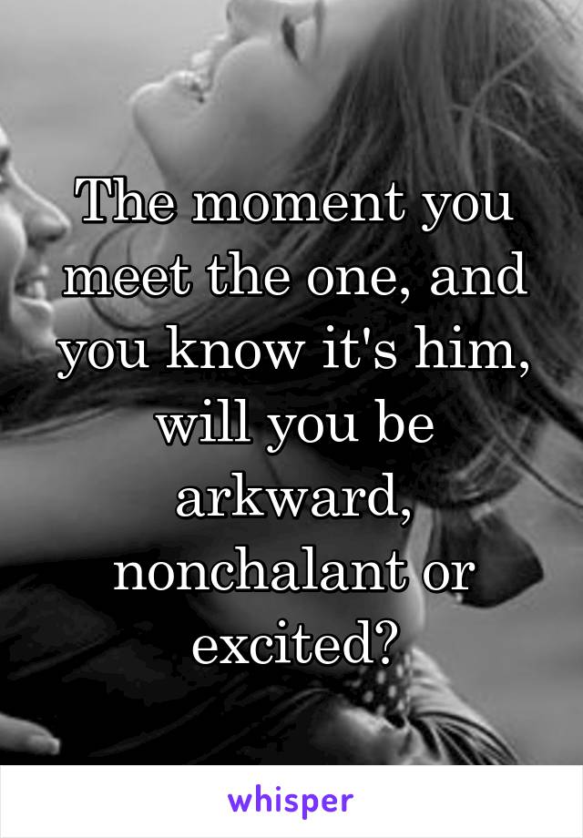 The moment you meet the one, and you know it's him, will you be arkward, nonchalant or excited?