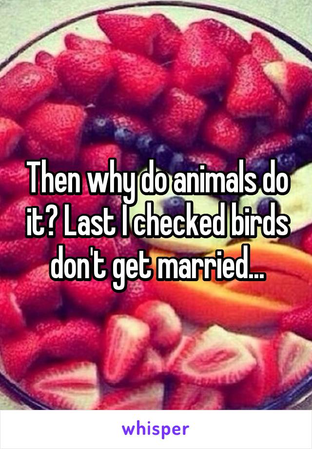 Then why do animals do it? Last I checked birds don't get married...