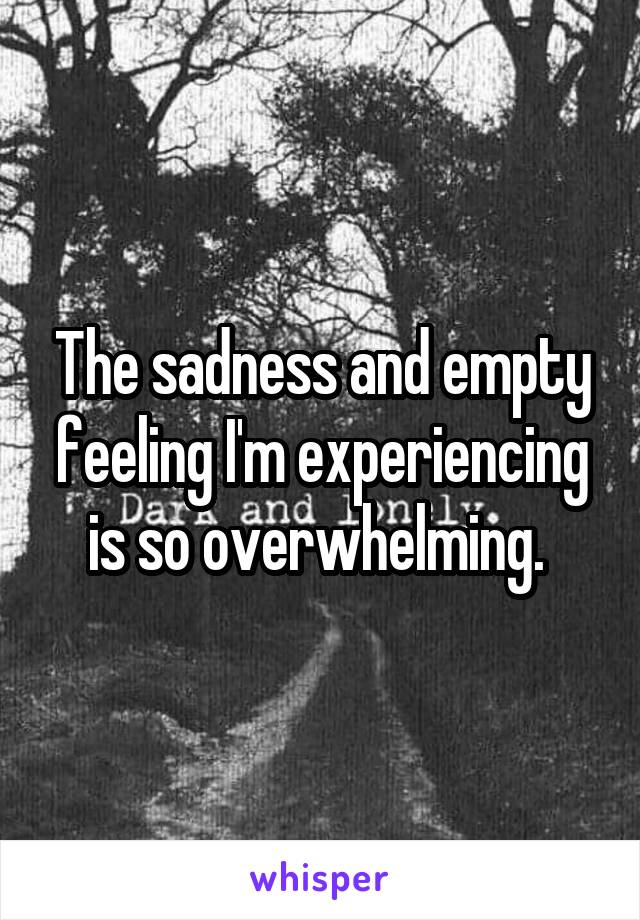 The sadness and empty feeling I'm experiencing is so overwhelming. 