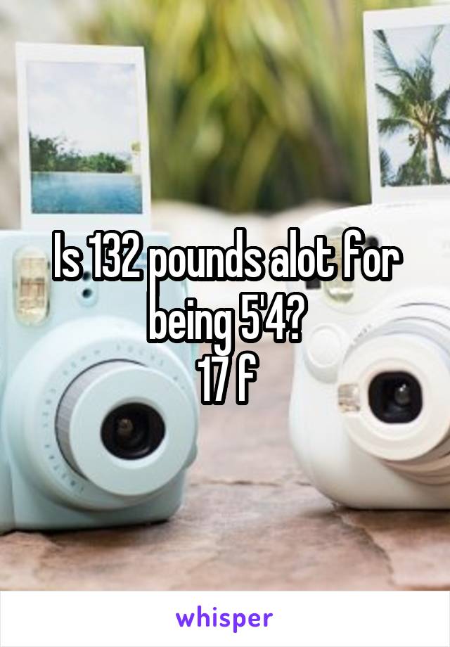 Is 132 pounds alot for being 5'4?
17 f