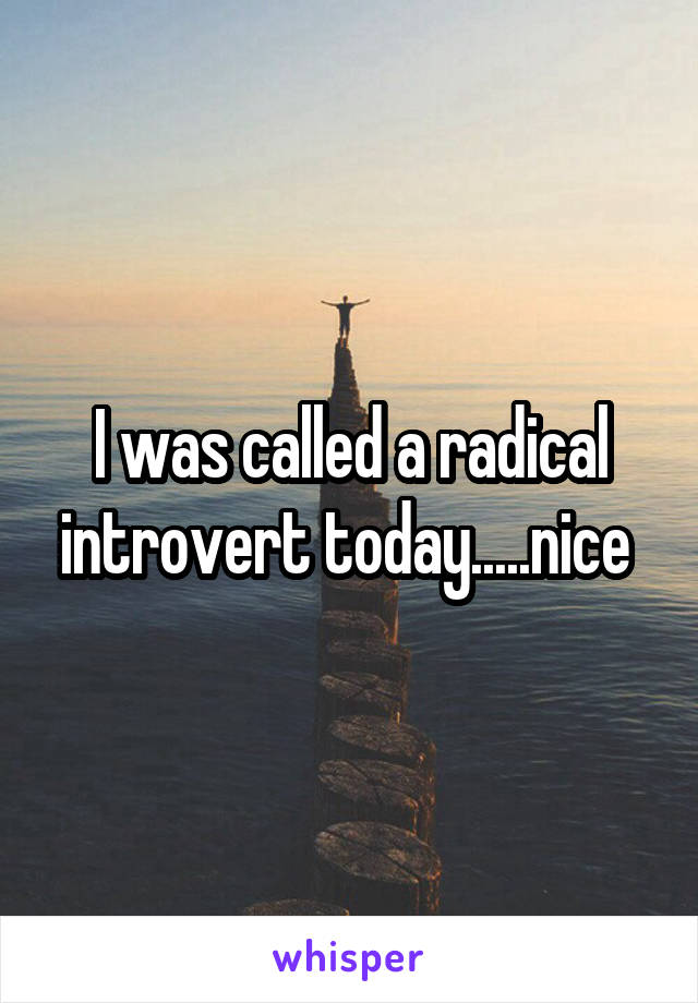 I was called a radical introvert today.....nice 