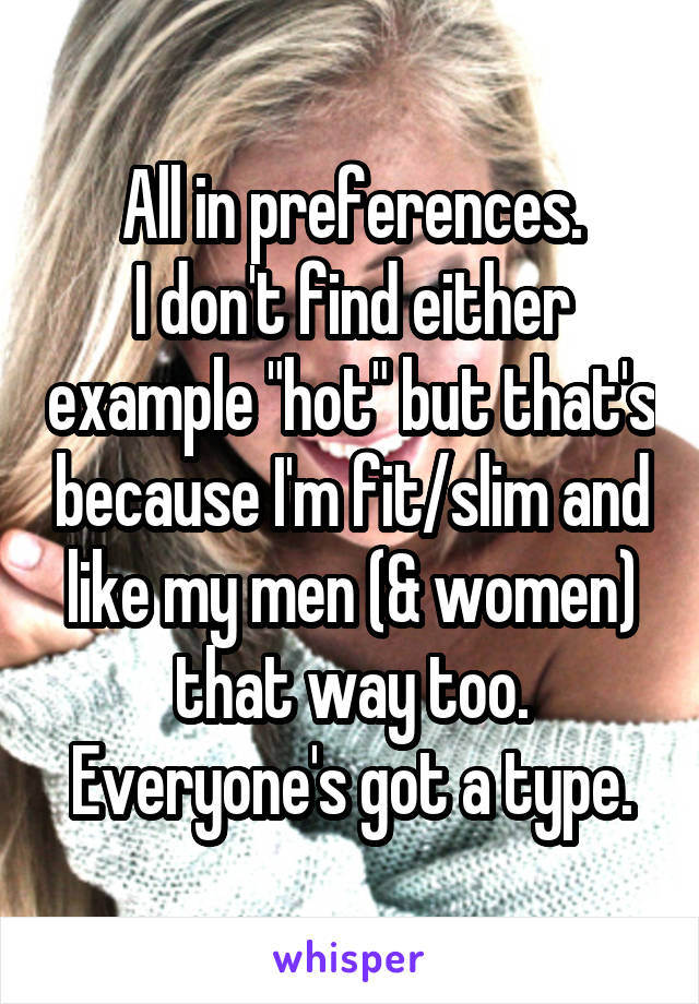 All in preferences.
I don't find either example "hot" but that's because I'm fit/slim and like my men (& women) that way too. Everyone's got a type.