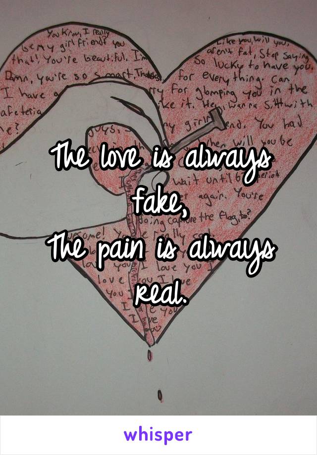 The love is always fake,
The pain is always real.