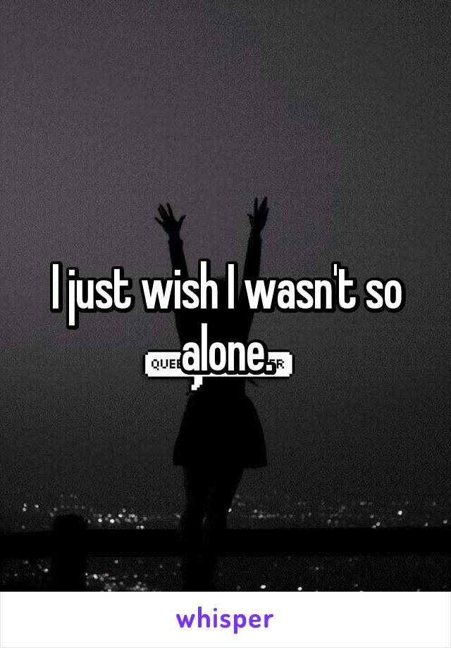 I just wish I wasn't so alone.