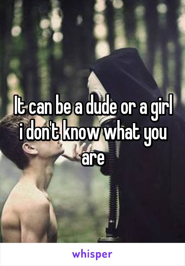 It can be a dude or a girl i don't know what you are