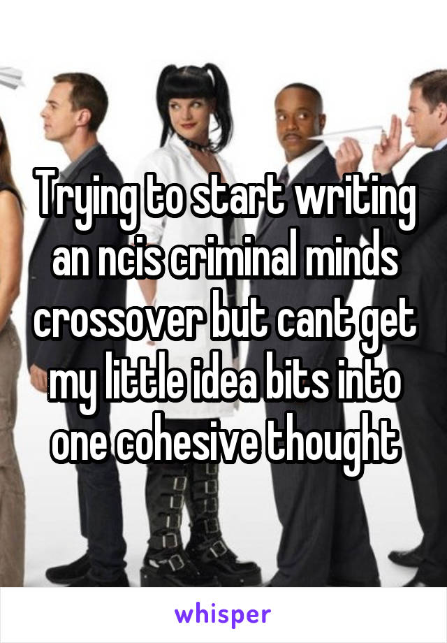 Trying to start writing an ncis criminal minds crossover but cant get my little idea bits into one cohesive thought