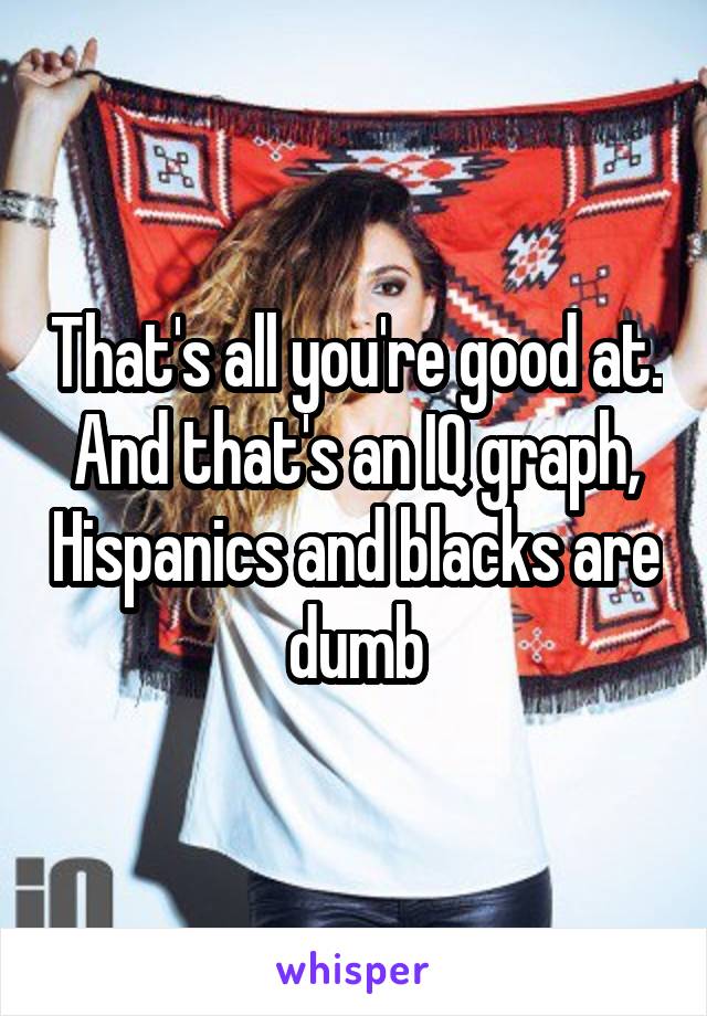 That's all you're good at. And that's an IQ graph, Hispanics and blacks are dumb