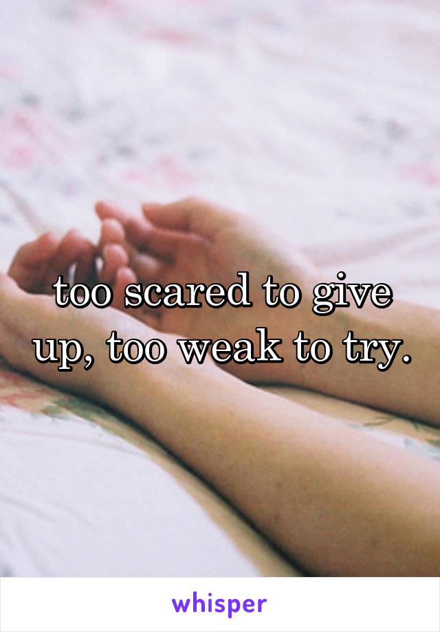 too scared to give up, too weak to try.