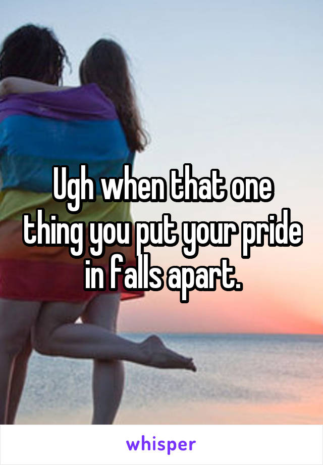 Ugh when that one thing you put your pride in falls apart.