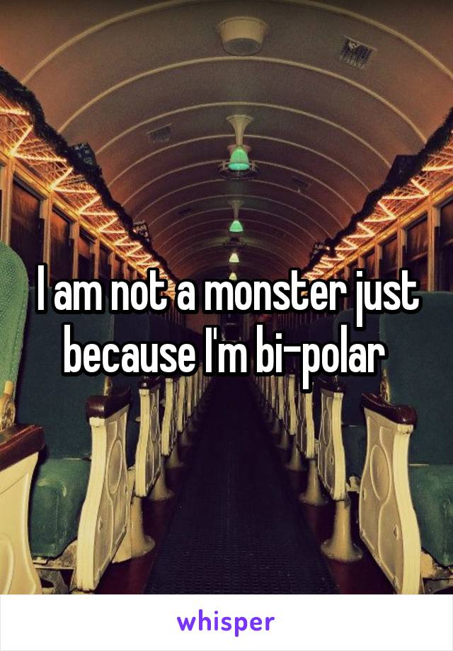 I am not a monster just because I'm bi-polar 