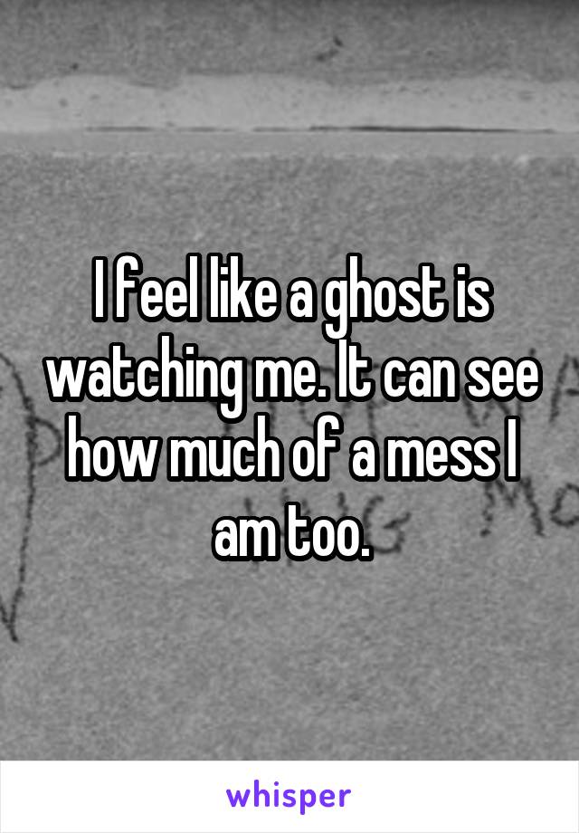 I feel like a ghost is watching me. It can see how much of a mess I am too.