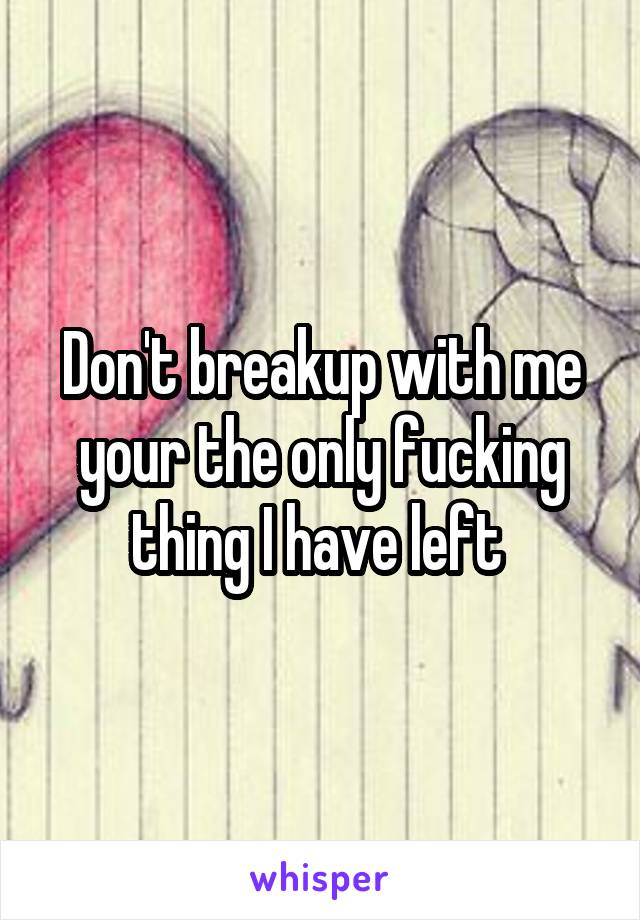 Don't breakup with me your the only fucking thing I have left 