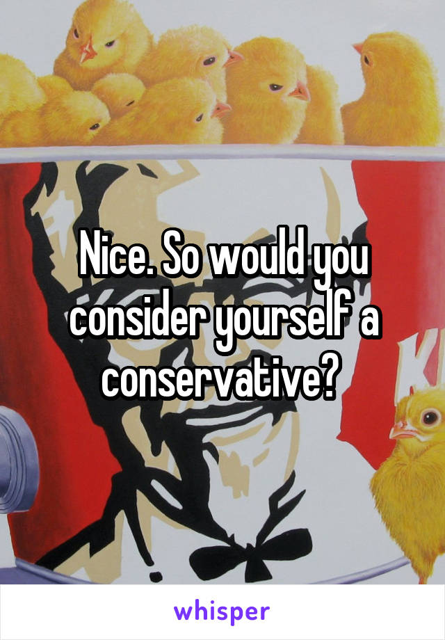 Nice. So would you consider yourself a conservative? 