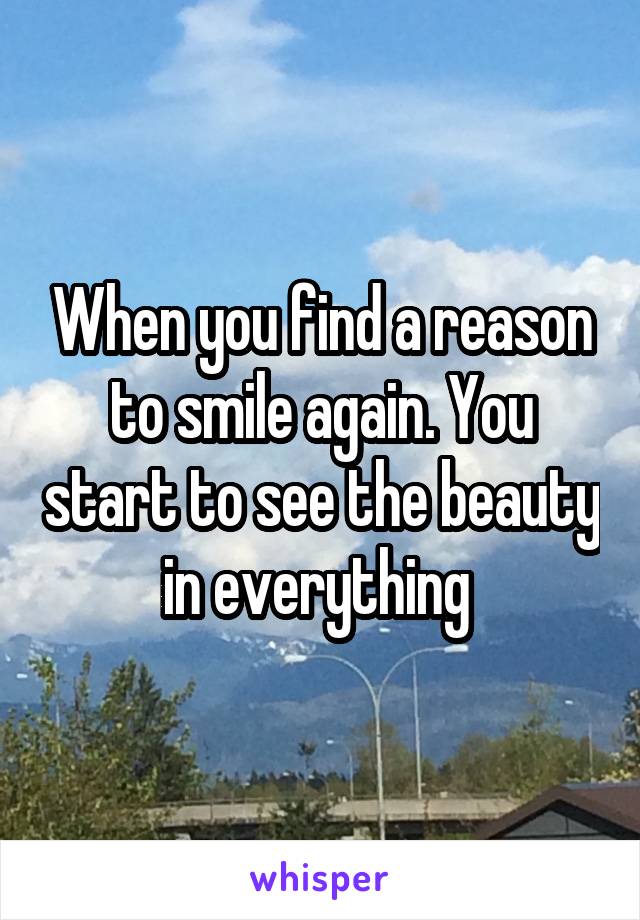 When you find a reason to smile again. You start to see the beauty in everything 