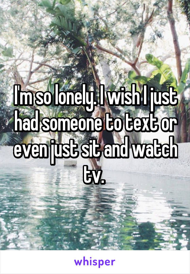 I'm so lonely. I wish I just had someone to text or even just sit and watch tv. 