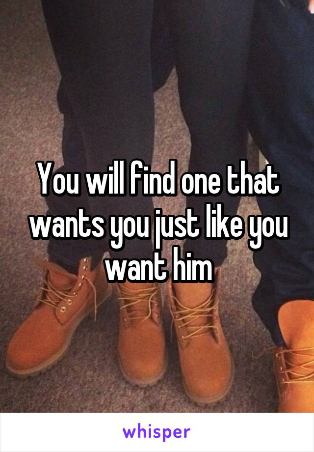 You will find one that wants you just like you want him