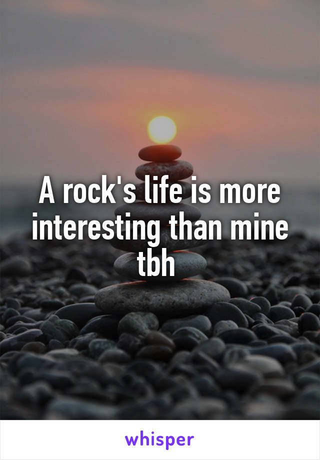 A rock's life is more interesting than mine tbh 