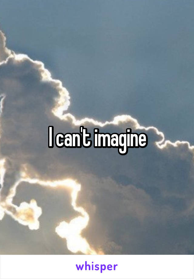 I can't imagine