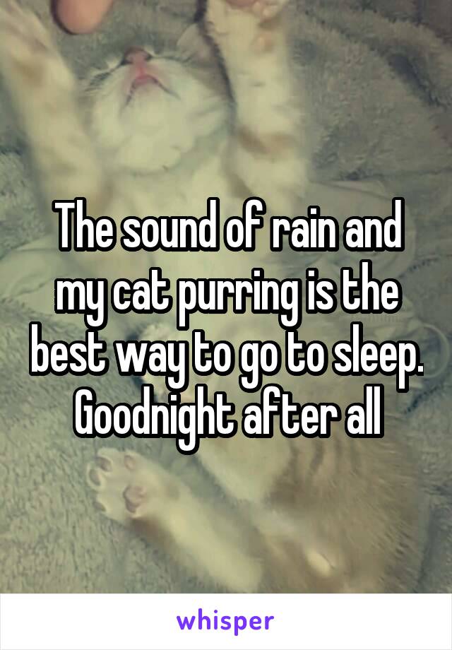 The sound of rain and my cat purring is the best way to go to sleep. Goodnight after all