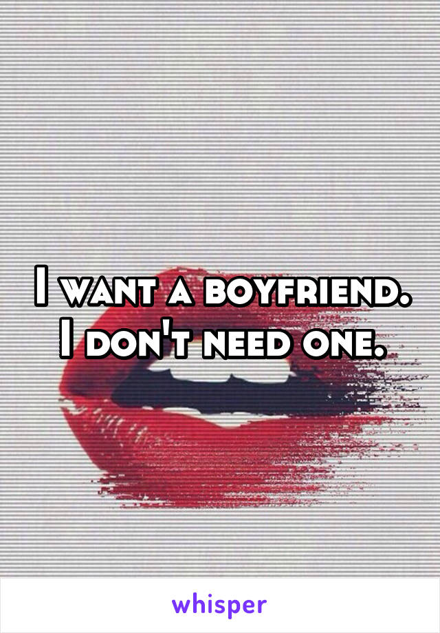 I want a boyfriend. I don't need one.