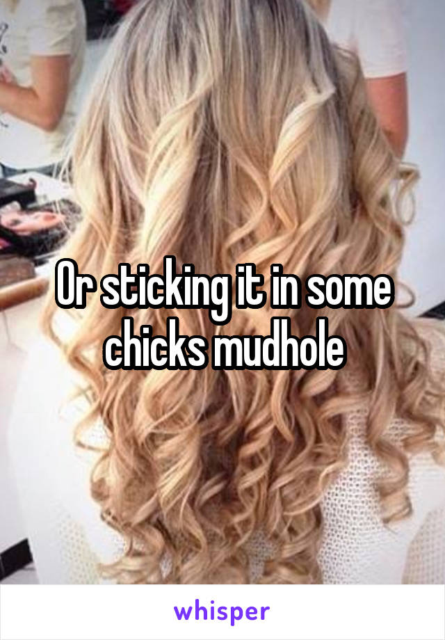 Or sticking it in some chicks mudhole