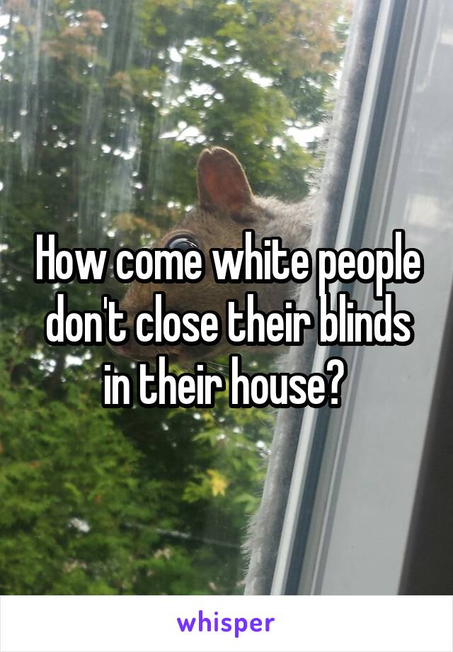 How come white people don't close their blinds in their house? 