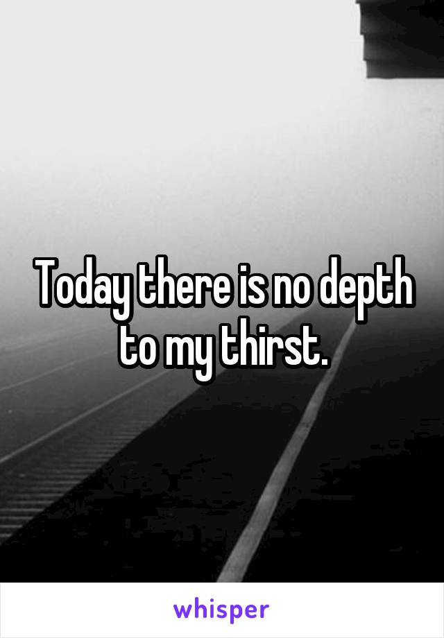 Today there is no depth to my thirst.