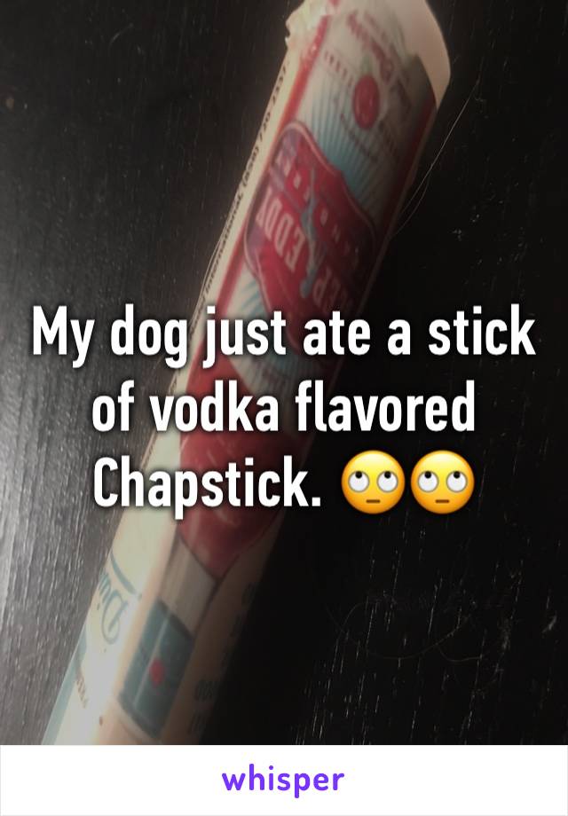 My dog just ate a stick of vodka flavored Chapstick. 🙄🙄