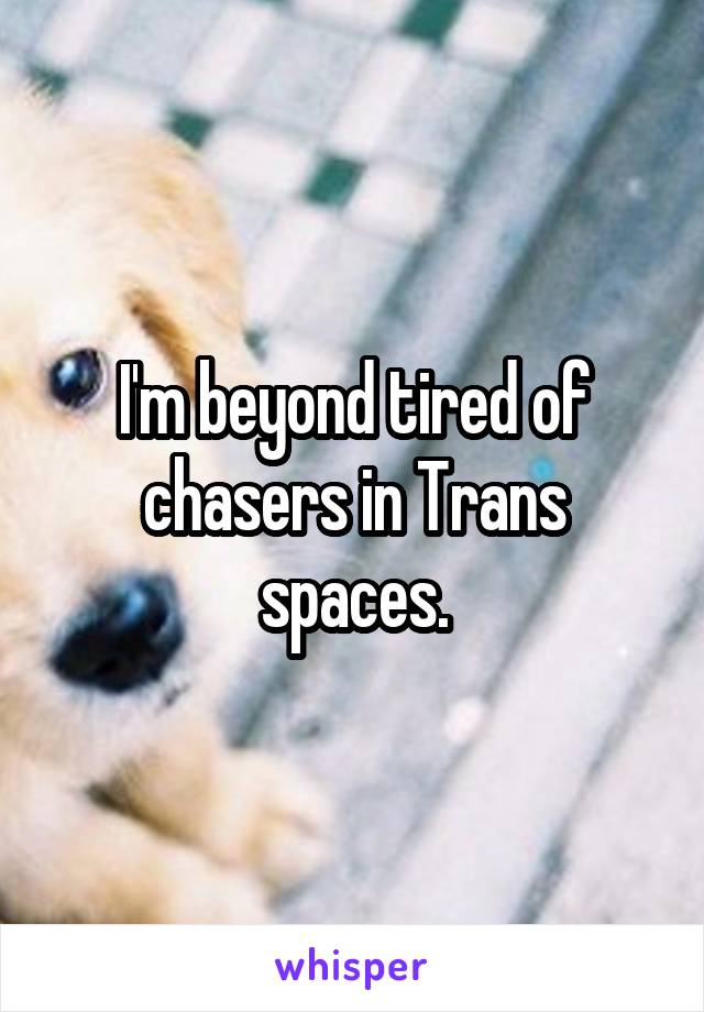 I'm beyond tired of chasers in Trans spaces.