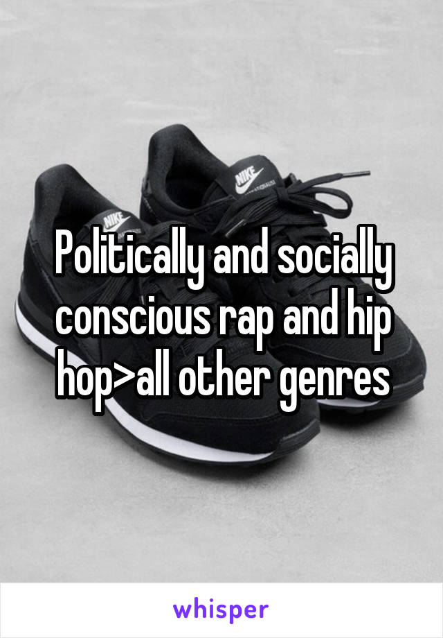 Politically and socially conscious rap and hip hop>all other genres