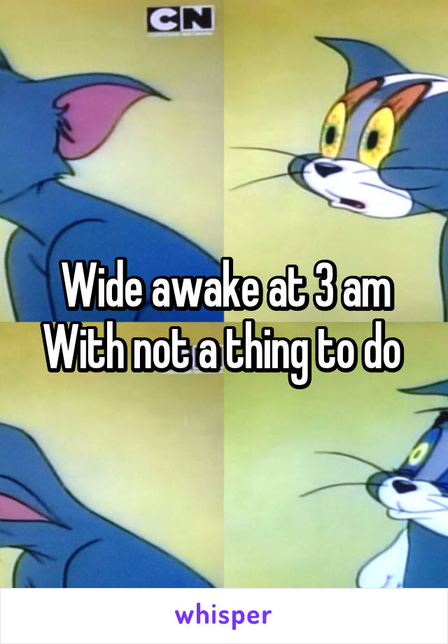 Wide awake at 3 am
With not a thing to do 