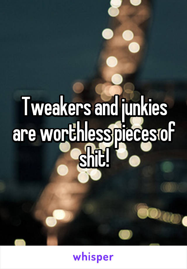 Tweakers and junkies are worthless pieces of shit!