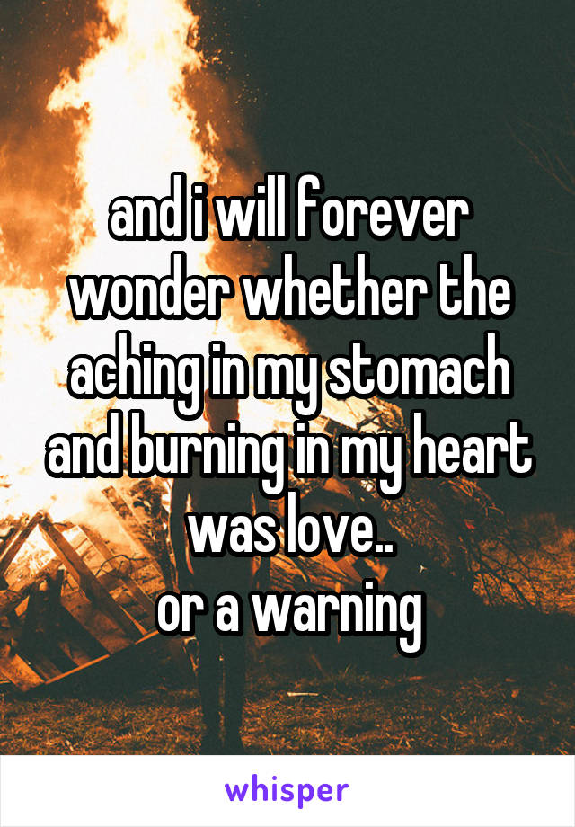 and i will forever wonder whether the aching in my stomach and burning in my heart was love..
or a warning