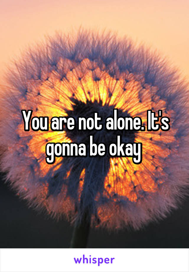 You are not alone. It's gonna be okay 