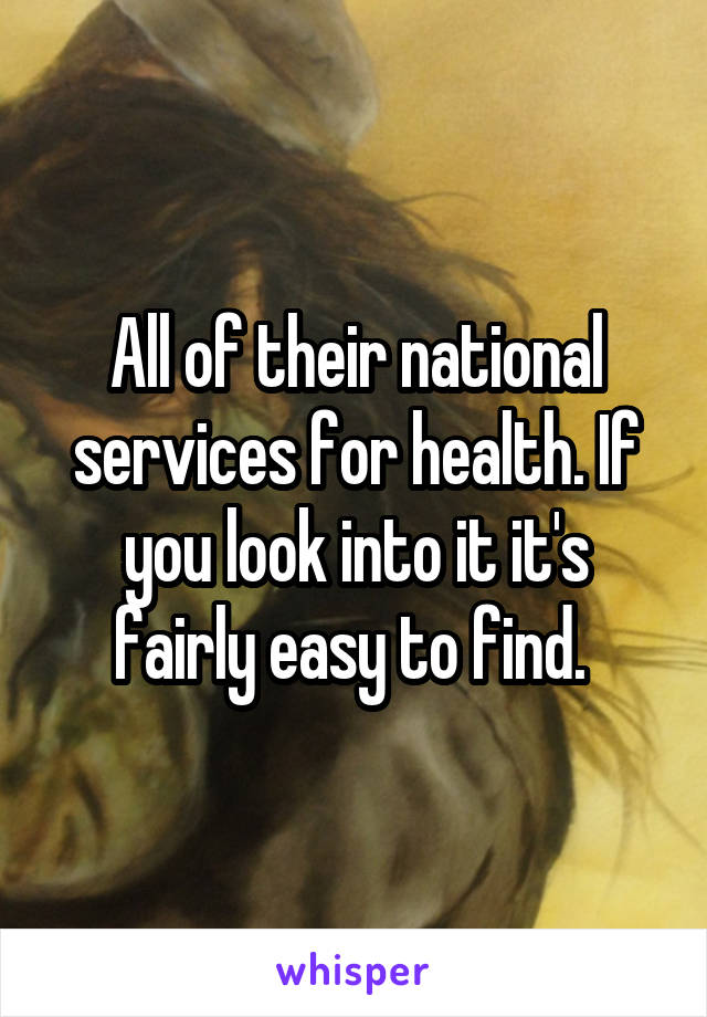 All of their national services for health. If you look into it it's fairly easy to find. 