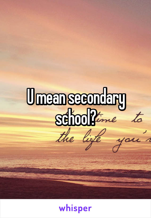 U mean secondary school?